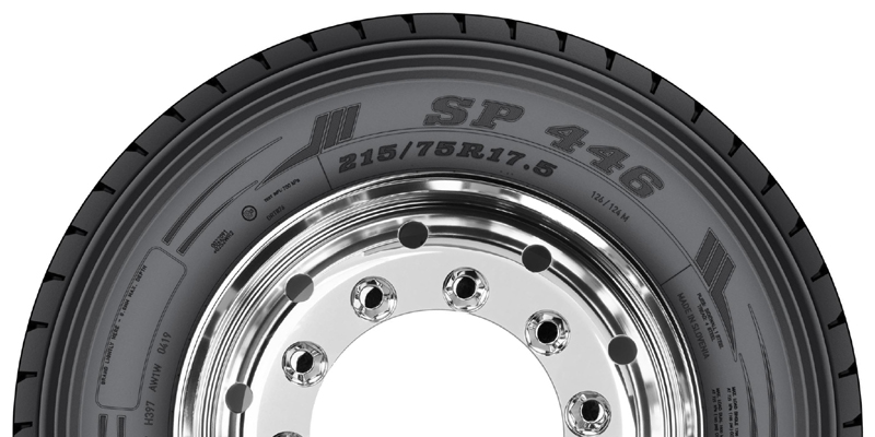 Ejemplo de neumatico de camion con medidas